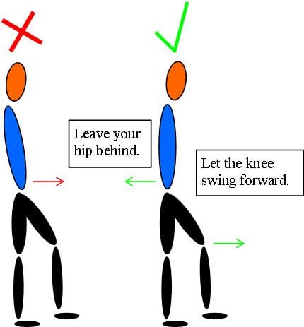 Walking, knee swings forward diagram
